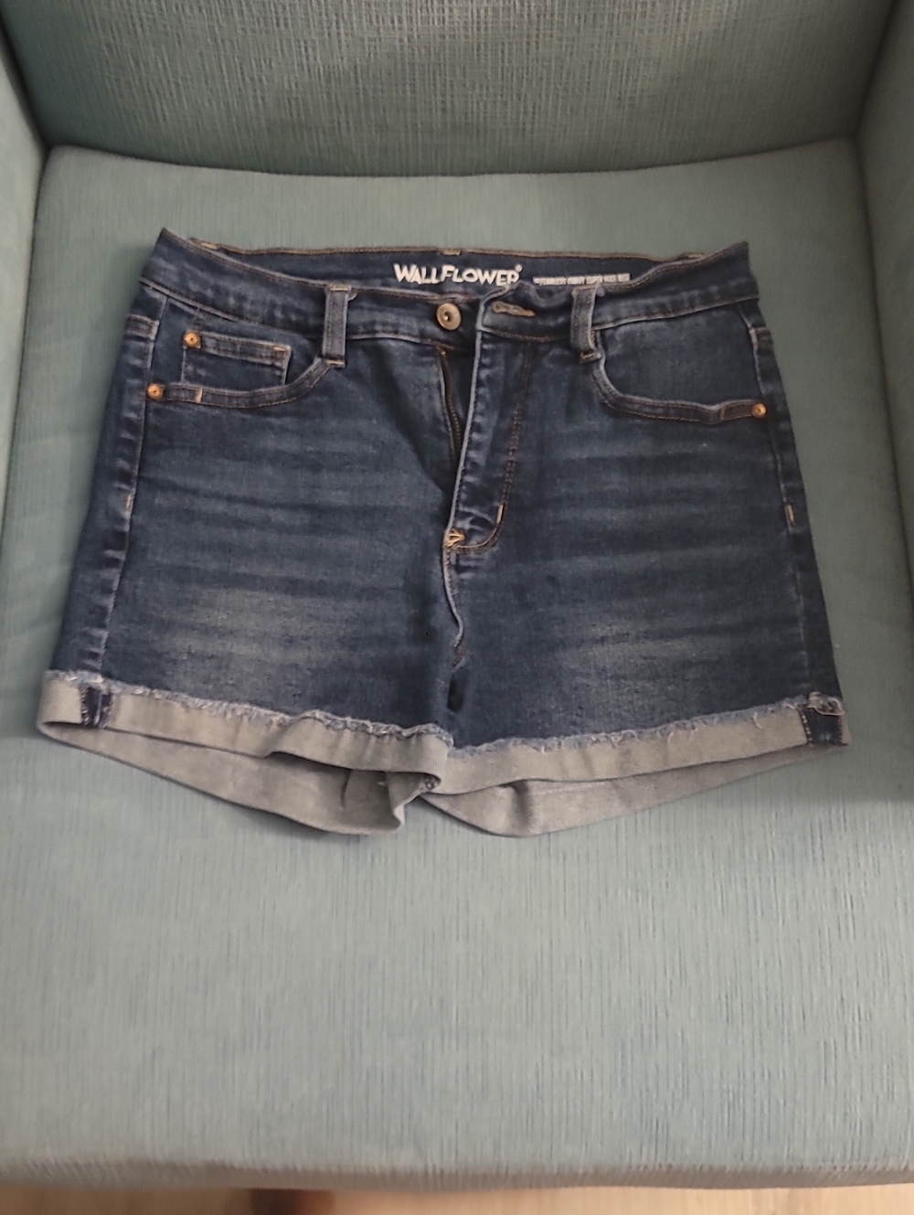 Wallflower Dark Blue Rolled-Hem Denim Shorts